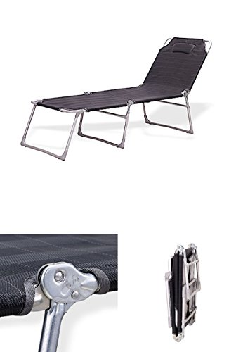 WESTFIELD -DREÌBEINLIEGE ALU- DREIBEIN Liege 201 x 71 x 40 cm Höhe mit eingebarbeitetem KOPFPOLSTER : ANTHRAZIT - STABIELO Aluminium ROHRE - STABIELO Belastung ca. 140 Kilo - Holly ® Produkte