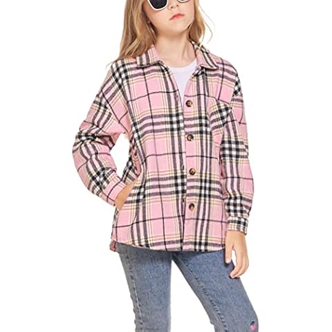 Flypigs Girls Long Sleeve Flannel Shirt Cover