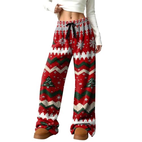 Wide Leg Pants for Women Baggy Loose Christmas Pattern Flannel Lounge Pants - image 6