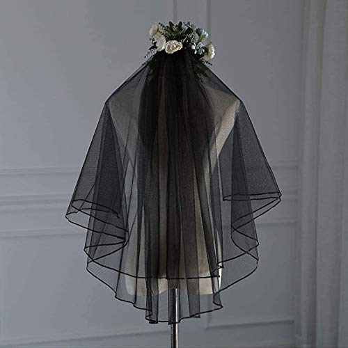 Metemei White Double Ribbon Edge Center Cascade Bridal Wedding Veil With Metal Comb (White) #TOP1
