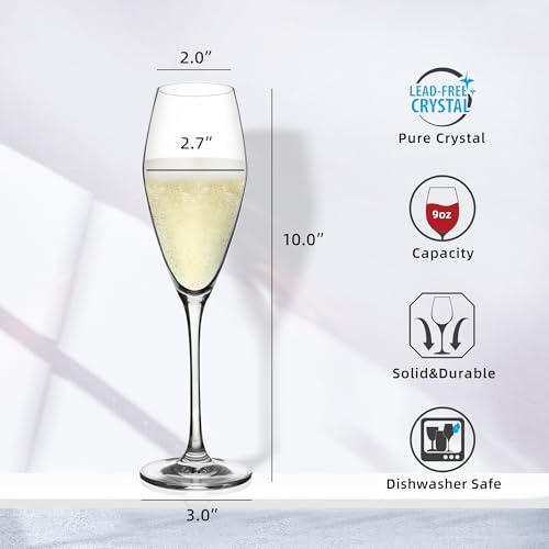 Yibez L68095 Champagne Flutes, Set Of 4 Crystal Champagne Glasses thumb #1