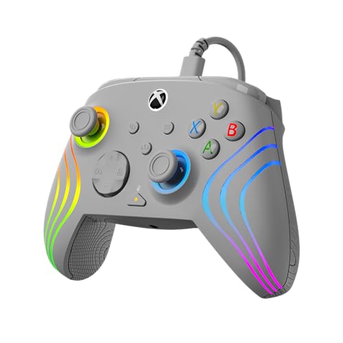 Turtle Beach Afterglow Wave Controller Gamepad RGB cablato grigio - Con licenza per Xbox Series XS, Xbox One e Windows - Pulsanti programmabili, grilletti effetto Hall, controlli audio