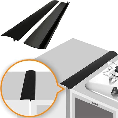 Linda's Silicone Stove Gap Covers (2 Pack), Heat Resistant Oven Gap Filler Seals Gaps Between Stovetop and Counter, Easy to Clean (21 Inches, Black) Cover