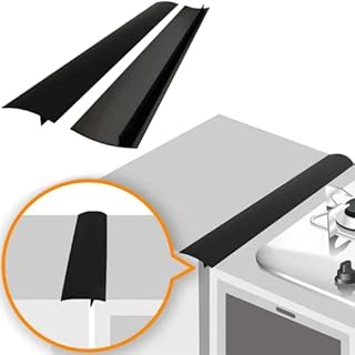 Linda’s Essentials Silicone Stove Gap Covers (2 Pack), Heat Resistant Oven Gap Filler Seals Spaces Between Stovetop and Counter, Easy to Clean (21 Inches, Black)