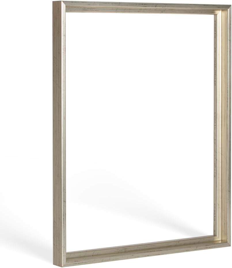 Lemgo Shadow Groove Frame for Stretcher Frame Pictures and Canvases 50 x 60 cm Silver Antique