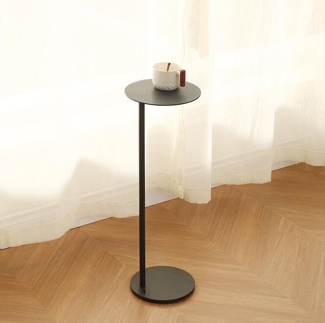 Tavolino piccolo, in metallo con finitura in acciaio inossidabile, 20 x 20 x 58 cm, nero, tavolino rotondo per soggiorno, tavolino da salotto