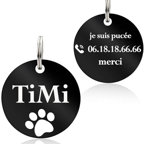 Chapas Personalizadas Perros, Placa Perro Personalizada, Chapas Personalizadas con Nombre, Chapa perro Personalizada, Etiquetas de Identificación de Mascotas de Acero Inoxidable (Redondo)
