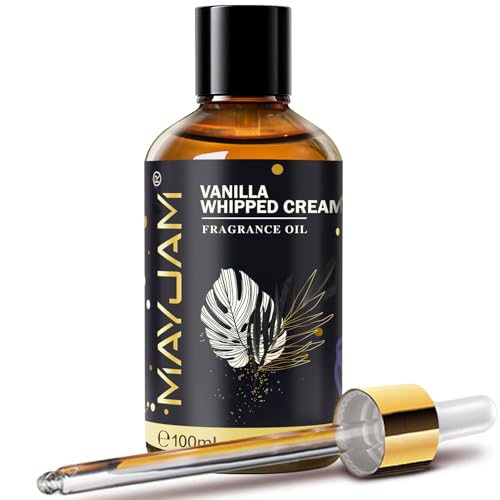 Vanilla Whipped Cream Fragrance Oil Essential Oil, MAYJAM 3.38FL.OZ Vanilla Whipped Cream Oil for Diffusers for Home, Long Lasting Scented Oils for Soap Candle Making - 100ML