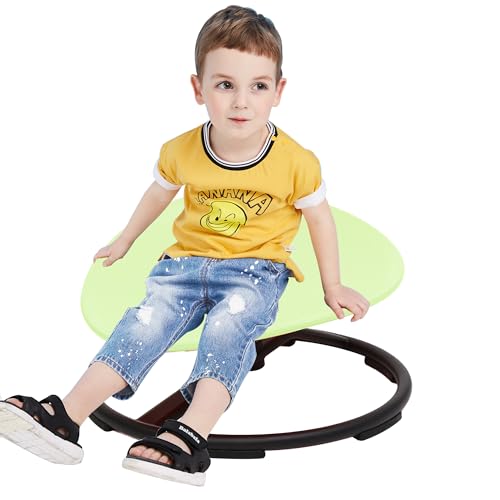 Image of Kids Sensory Swivel Chair - Round Spinning Chair Seat for Balance, Coordination - Sensory Therapy Stool for Kids with Autism & ADHD - Active Indoor Play Set for Home & Classroom (Green)