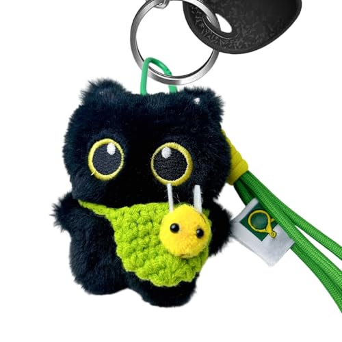 Stylish Cat Keyring - Cute Plush Charm | 3 Inch Black Cat Size with Soft Design, Fabric Plush with Smooth Finished, Keychain Acc