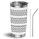 Unipinkart 20oz Hidden Message Coffee Tumbler, White Elephant Gifts for Adults, Funny Stainless Steel Travel Mug, Gag Gift for Coworkers, Novelty Office Gift for Women, Men, Friends (Grey Pattern)
