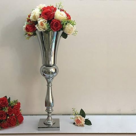 WUPYI2018 Large Plated Luxury Flower Vase,Silver Iron Luxury Table Flower Vase Urn Wedding Table Centrepiece for Wedding Party Home Table Decorative (60cm) Cover