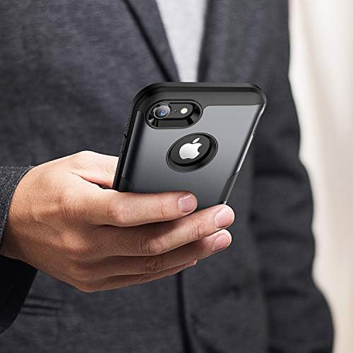 YOUMAKER Case for iPhone 8 & iPhone 7, Full Body Rugged with Built-in Screen Protector Heavy Duty Protection Slim Fit Shockproof Cover for Apple iPhone 8 (2017) 4.7 Inch - Black/Black