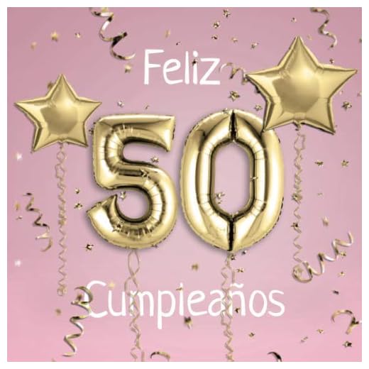 Feliz 50 Cumpleaños: El Libro de Visitas de mis 50 años para Fiesta de Cumpleaños - 21x21cm - 100 Páginas para Felicitaciones, Saludos, Fotos y ... - Tema: Globos de Oro sobre Fondo rosa