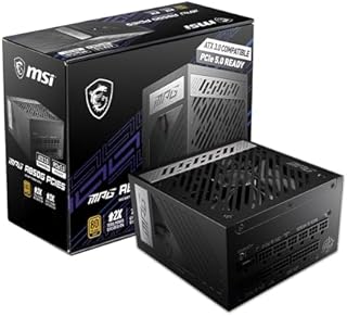 MSI MPG A850G PCIE5 zasilacz sieciowy, wtyczka UE 850 W, certyfikat 80 Plus Gold, w pełni modułowy ATX 3.0, obsługuje PCIe 5.0 GPU, japońskie kondensatory 105°C, tryb 0% RPM, kabel płaski, czarny