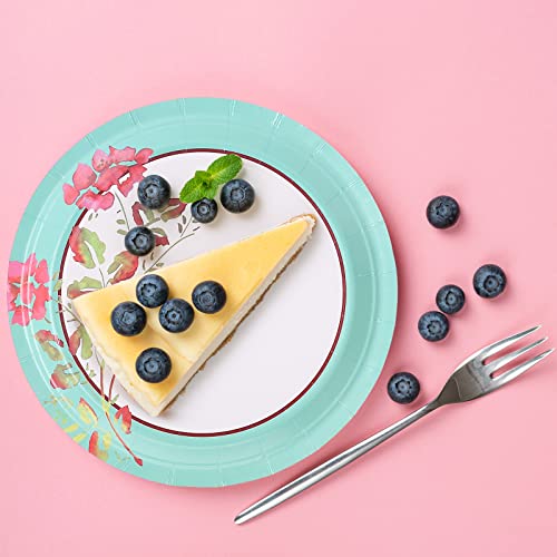 Jinqiu Paper Plate | Disposable Green Flower Plates | 7In Or 9In Lunch Or Light Dinner Size | Microwave-Safe Durable Plates | Bulk For Party #TOP3