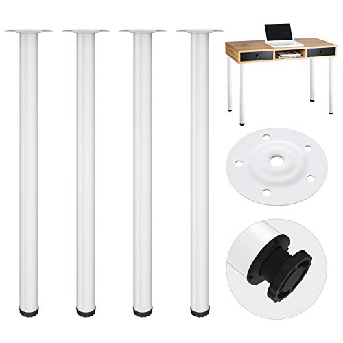 Kullavik 28 Inch Height Metal Heavy Duty Furniture Legs,Durable Legs for Office Desk,Coffee Table,2 Inch Diameter(Set of 4)-White