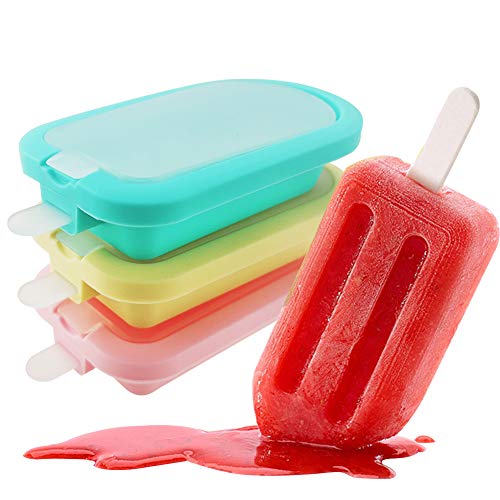 Silicone Popsicle Molds Set of 3 - Reusable Popsicle Mold Ice Cream Pop Molds - Silicone Lollipop Mold DIY Hand Made Ice Cream Maker for Kids - BPA Free, Classic (Regular Shape)