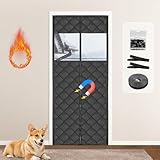 HOMGEN Magnetic Thermal Insulated Door Curtain for Winter - 87x208cm Visible No Drilling Door Covers - Thickened Cold Resistant Door Screen with Snap - Soundproofing Front Curtain for Bedroom