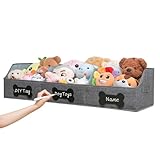 Qozary Large Dog Toy Basket with Diy Tag - Collapsible Dog Toy Bin, Fabric Personalized Pet Toy Box, Trapezoid Storage and Organizer for Pet Supplies