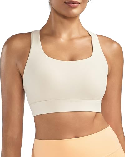 Image of RUNNING GIRL High Impact Sports Bras for Women - Scoop Neck Strappy Sports Bra High Support Moulded Cup Workout Bra