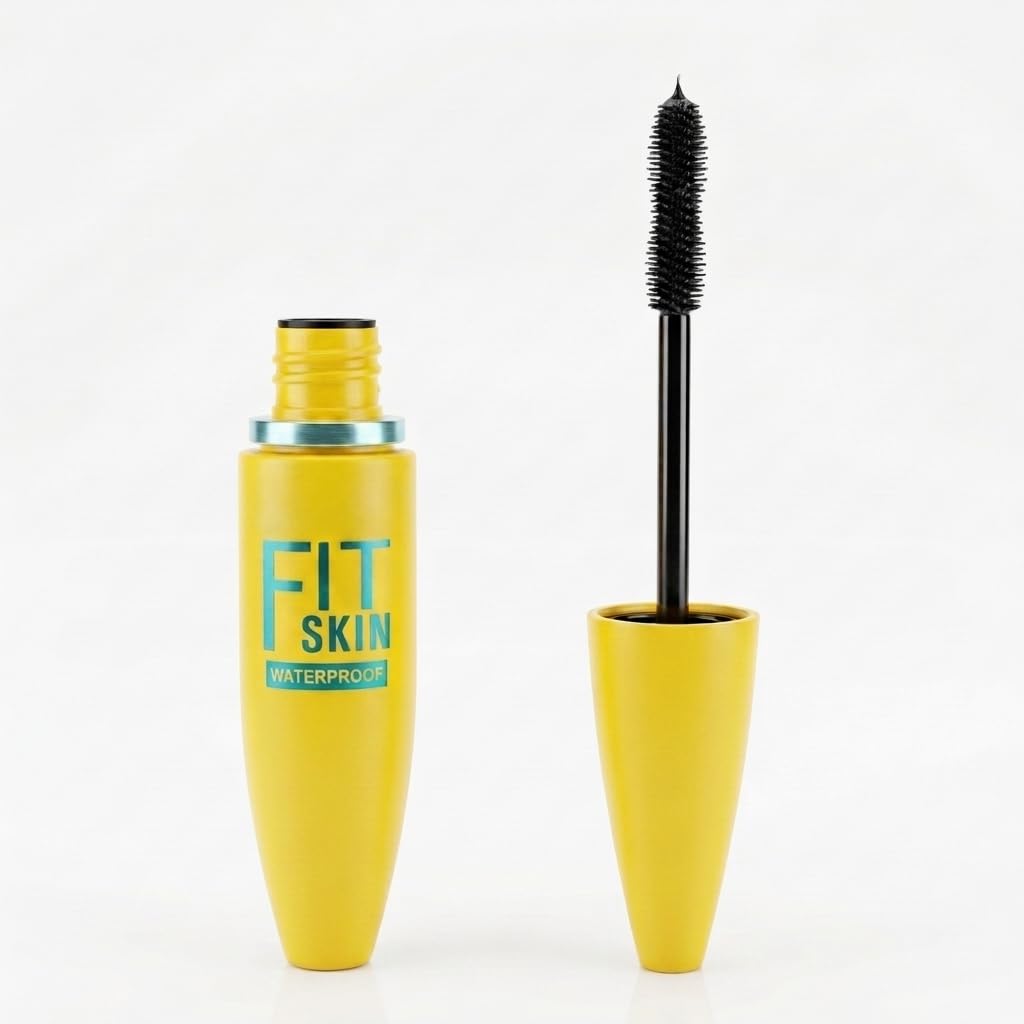 Fit Skin Waterproof Mascara, Black, with Volumising Brush | Long-Lasting Formula, Smudge-Proof, Volumising Effect, Easy Application, Yellow Tube Packaging-image-25