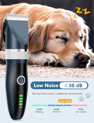 Image of Quiet Dog Clipper Set, Professional Clippers for Dog /Cat, Long Hair Cat Razor for Long Hair Cats, IPX7 Waterproof Electric Dog Trimmer for Thick Pet Hair