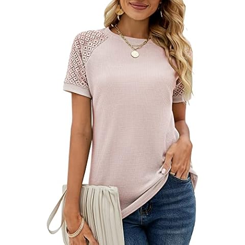 Camiseta Manga Corta Encaje Mujer Bequemer Laden Cover