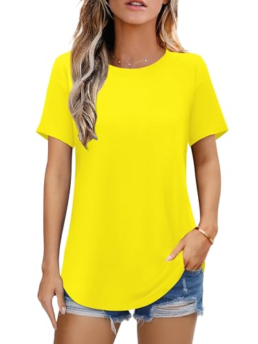 Image of Elesomo Womens Shirts Casual Crew Neck Short /Long Sleeve Tunic Tops Tees