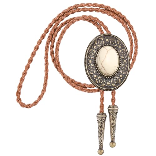 Image of GelConnie Native American Bolo Tie Rodeo Cowboy Leather Necktie Western Necklace Costume Accessories for Men,Women