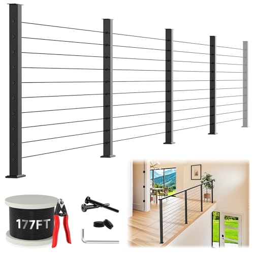 36 Modular 12-16FT Cable Railing Post Kit for Deck Surface Mount