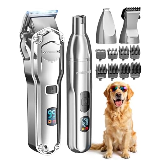 oneisall 4 in 1 Hundeschermaschine dickes/dichtes Fell, Leise Profi Schermaschine/Pfotentrimmer/Nagelschleifer für kleine und große Hunde Katzen, 4h Akku
