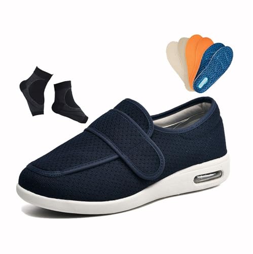 Mens Diabetic Shoes, Men's Wide Summer Mesh Breathable Adjustable Swollen Feet Diabetic Shoe, Casual Orthotic Plantar Fasciitis Walking, for Elderly Arthritis Edema Swollen Feet Thumb