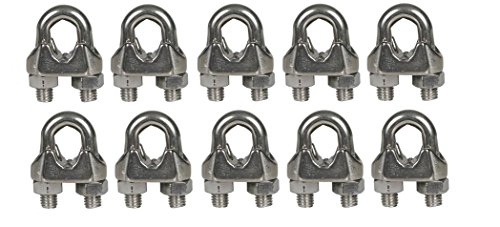 Excursions 1/8' U-Bolts Galvanized Wire Rope Clamps - 10 Pack
