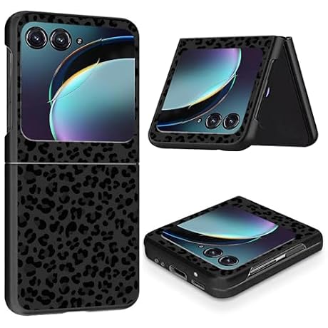 for Motorola Razr 2025 Case Moto Razr 2024 Phone Case Black Leopard Print Design, Ultra Thin Slim Shockproof Hard PC Shell Folding Protective Cover