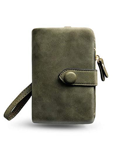 Aoxonel Women's Small Bifold Leather Wallet Rfid Blocking Ladies Wristlet With Card Holder Id Window Coin Purse (Army Green) #TOP3