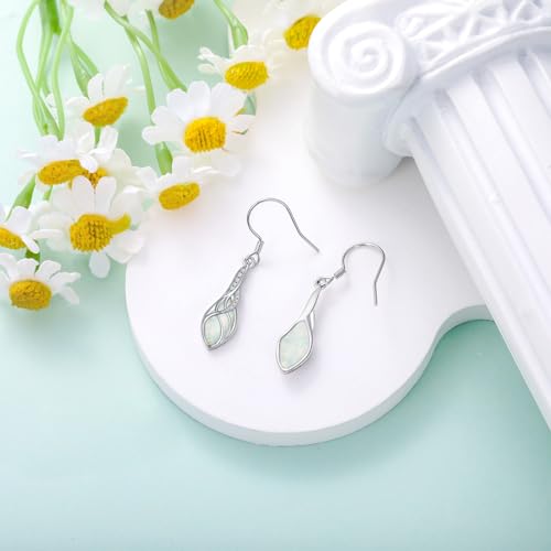 Opal Dangle Earrings for Women 925 Sterling Silver October Dangle Earrings Teardrop White/Blue/Red Opal Earrings October Birthstone Opal Jewelry Mothers Day Gifts for Mom Valentines Christmas4