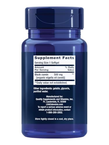 Life Extension Black Cumin Seed Oil Softgels, 60 Count