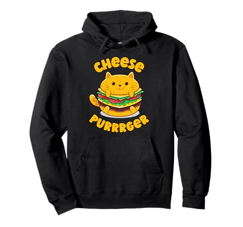 Cheese Purrrger Funny Burger Cat Lover para hombres, mujeres y niños Sudadera con Capucha