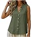Ssuyeuri Linen Tops for Women Short Sleeve Round Neck Casual Loose Fit Blouses Fashion Dressy Shirts Top 2026 Summer Army Green