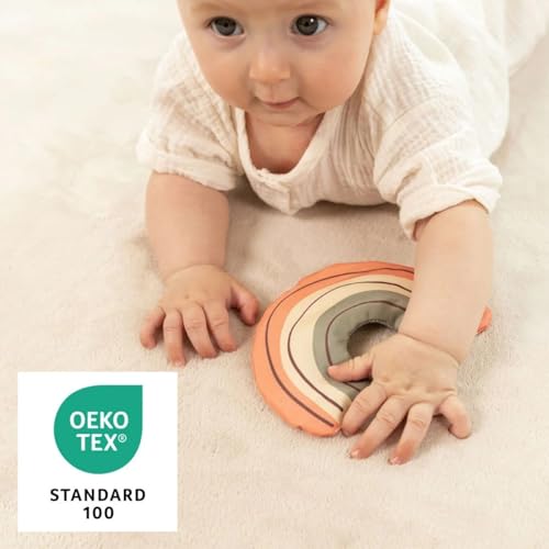 Hakuna Matte Wolkenweiche Spielmatte Baby 120x120x2,5cm, beige – Teppich für Kinderzimmer mit hochwertigem Memory-Schaum – Krabbelmatte Baby mit Rutschfester Unterseite – Krabbeldecke, Tatami Matte