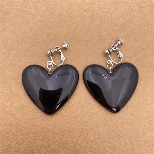 Aretes Clip On Rosa para Mujer Corazón de Amor miniatura 3