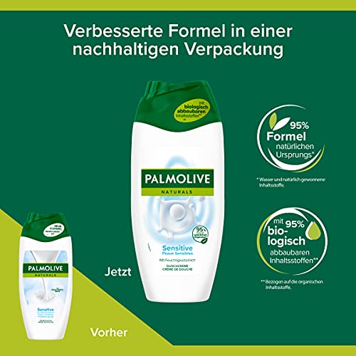Palmolive Duschgel Naturals Sensitive 6 x 250ml - Cremedusche mit Feuchtigkeitsmilch