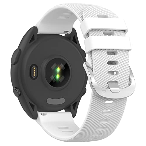 Compatible with Garmin Vivoactive 6/5/3/3 Music/Forerunner 570 42mm/165/165 Music Watch Strap, Monochrome Textured Strap, Crossgrain Replacement Wristbands for Approach S50/S44/S40/S12/S42 band(White)