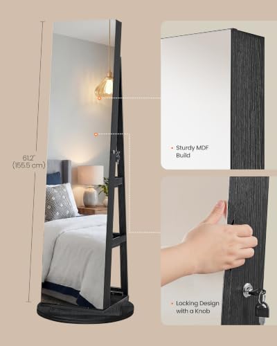 Image of SONGMICS HOME Standing Jewelry Armoire, Full Length Mirror with Storage