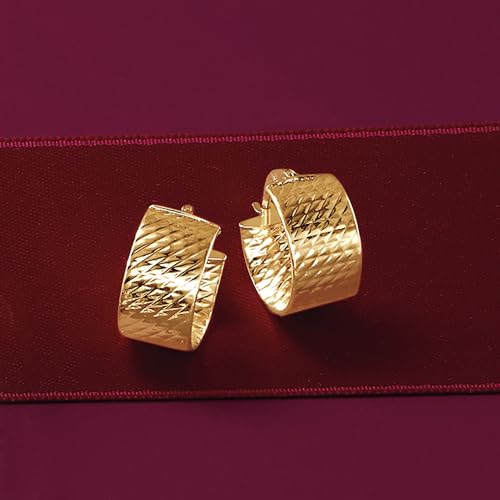 Ross-Simons Italian 14kt Yellow Gold Textured Huggie Hoop Earrings3