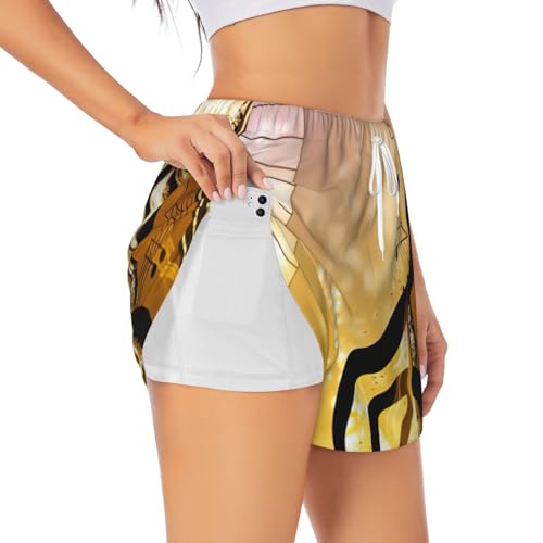 Short de sport double couche pour femme pour entraînement fitness L