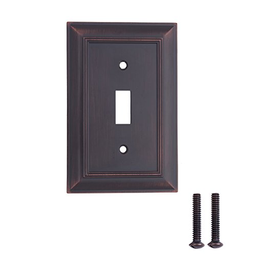 AmazonBasics AB-6012 Single Toggle Wall Plate, 1 Gang, Oil Rubbed Bronze, 3 Pack