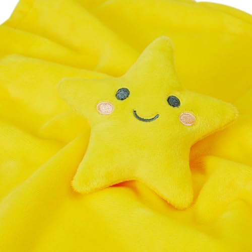 Image of C.R. Gibson Little Hugs Star Minky Fabric Moon Lovey Blanket for Babies, 12.5 inch x 12.5 inch, Multicolor