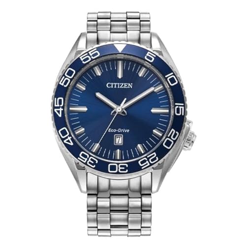 Citizen Bracciale Da Uomo Eco-Drive Con Quadrante Blu, Blu, Classico